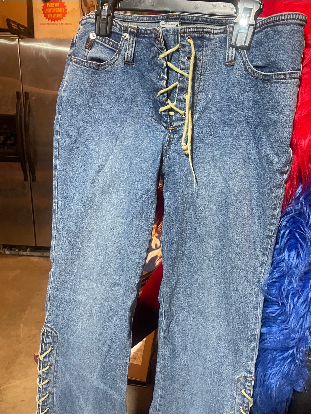Women’s Lace-Up Front Blue Denim Jeans